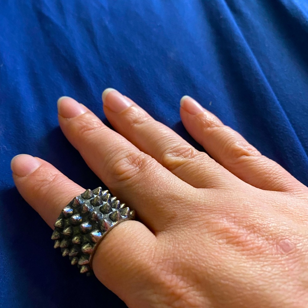 Burnish Metal Spike Ring